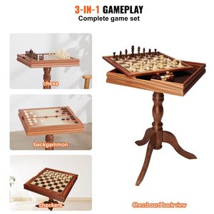 Mesa de Juego 3 en 1 de Madera Premium de 18 Pulgadas, Mesa de Ajedrez, Damas y Backgammon, Mueble de Juego de Lujo con Piezas de Ajedrez para Uso Doméstico - Product Image 6