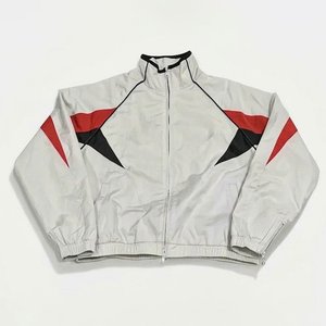 High Demand Custom Logo White Men's Polyester Winter Sporty Breathable <b>Wind</b> <b>Breaker</b> Panel Shorts Set Knitted Streetwear Zipper - Product Image 3