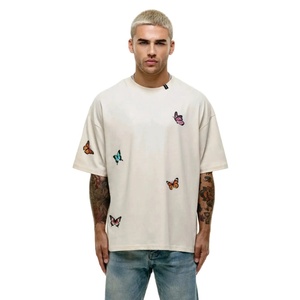 Wholesale Men's Cropped <b>Box</b> Fit T-Shirt 100% Cotton Breathable Boxy Oversized Design <b>Drop</b> Shoulder Heavy Weight Jersey Fabric - Product Image 1