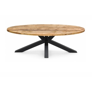 Modern Industrial Style oval Mango <b>Wood</b> top <b>Dining</b> <b>Table</b> with Spider Metal Base <b>Rustic</b> Industrial <b>table</b> hotel restaurant home - Product Image 1