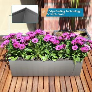 Stainless Steel <b>Planter</b> Box <b>Rectangle</b> with Drain Holes Durable Succulent Trough Pot for Indoor Outdoor Use Balcony Garden Office - Product Image 4