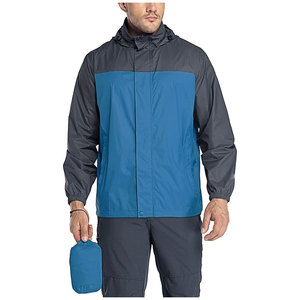 Waterproof Windproof Eco-Friendly Printed Hooded Unisex Adult <b>Summer</b> 100% Polyester Rain <b>Bomber</b> <b>Jacket</b> Stand Front Packable - Product Image 2