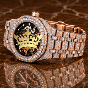 Men's Luxury Fashion Stainless Steel Iced Watch VVS Moissanite White Gold Diamond Hip Hop Custom Black Dial High Quality Full - Product Image 1