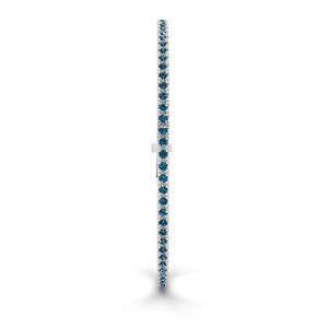 Bracelet tennis en or rose 10 carats avec diamants de laboratoire bleu royal ronds Darcy (2 carats) Tw. Bracelet tennis élégant en diamant cultivé pour mariage - Product Image 2