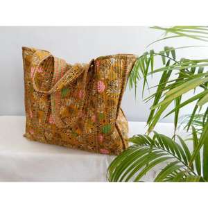 Sac fourre-tout matelassé en coton imprimé animalier, fait main, à fermeture ouverte, style bohème, réutilisable, pour femme, sac à bandoulière, hiver/été - Product Image 6