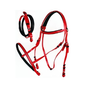 Brida de PVC Biothane Roja y Negra, Estilos Combinados, Brida de PVC para Caballos de Carreras, Riendas con Agarre de Goma, Acero Inoxidable - Product Image 1