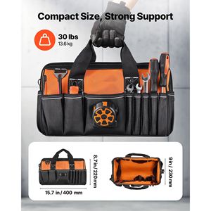 Sac à dos pour outils portable de 15,7 pouces avec 33 poches, poignée souple et bandoulière réglable - Product Image 3