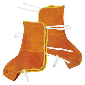 Protège-pieds de soudage en cuir de vachette écologique, à fermeture élastique, résistants aux flammes, pour une protection sûre des pieds - Product Image 4