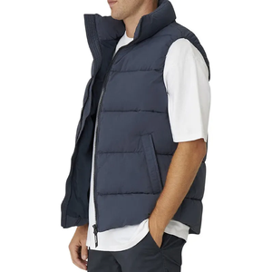 Gilet matelassé sans manches pour homme, bleu ardoise, rembourré en polyester, col montant, thermique, confortable, pour l'hiver et le quotidien - Product Image 3