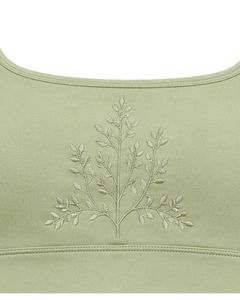 Manufacturer Custom Sage Green Women Flared Yoga Set Embroidered Sports Bra And High Waist <b>Bell</b> Bottom Leggings Activewear Set - Product Image 4