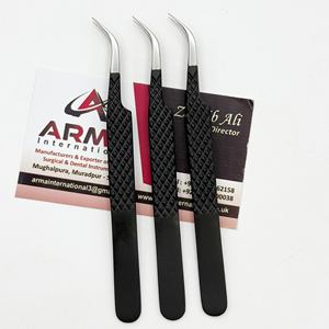 Pinzas de Aislamiento Curvas Ecológicas, de Acero Inoxidable Sostenible, Punta Plateada, Antimagnéticas, Duraderas, para Extensión de Pestañas - Product Image 2