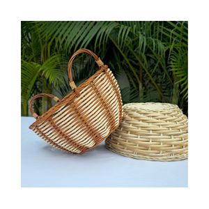 Panier à fleurs en matériau végétal et fougère, artisanat vietnamien moderne et écologique, décoration de table, bol - Product Image 3