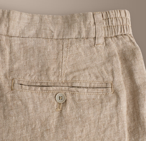 กางเกงชิโน่ผ้าลินินผสมฝ้ายสีน้ำตาลสำหรับผู้ชาย ทรงหลวม ระบายอากาศได้ดี กางเกงลำลองสำหรับฤดูร้อน กางเกงสแล็คแบบสั่งตัดขายส่ง - Product Image 5