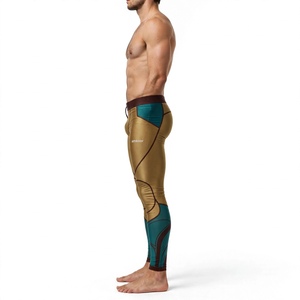 Leggings de compression pleine longueur pour hommes, couleur personnalisée, motif géométrique, en Spandex et Nylon, taille élastique, pour le sport et le fitness - Product Image 4