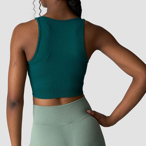 Débardeur de sport pour femme en tissu côtelé, col en V profond, haute élasticité, moulant, respirant, pour la gym - Product Image 4