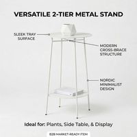 Table d'appoint et de café ronde moderne en métal à 2 niveaux, élégante, multifonctionnelle, pour intérieur et extérieur, vente en gros