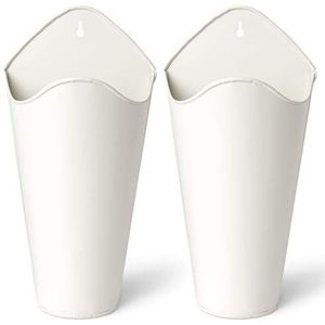 Juego de 2 macetas de pared de metal galvanizado blanco, estilo rústico, para colgar, decoración rústica para el hogar, macetas tipo cubo para aceitunas - Product Image 1