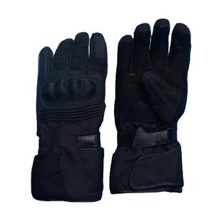 Gants de moto en cuir noir durables pour l'hiver, résistants aux chocs, à doigts complets, pour la conduite de moto et les sports de plein air - Product Image 1