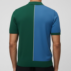 Chemise Homme Tricotée Sur Mesure Anti-Plis 100% Coton Coupe Slim Respirante Séchage Rapide Blocs de Couleurs Logo Imprimé Personnalisé Fermeture Éclair - Product Image 2