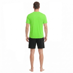 T-shirt pour homme en polyester athlétique vert néon, manches courtes, col rond, vêtements de sport, jersey 320g, coupe régulière - Product Image 2