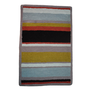 Tapis d'appoint contemporain en laine et acrylique tufté à la main, rayé multicolore, 2x3 pieds - Product Image 6