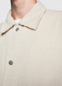 เสื้อแจ็คเก็ตโอเวอร์เชิร์ตผ้าคอร์ดูรอยสีขาวสำหรับผู้ชาย ผ้าฝ้าย 100% ระบายอากาศได้ดีและกันยับ เหมาะสำหรับฤดูใบไม้ผลิและฤดูใบไม้ร่วง - Product Image 4