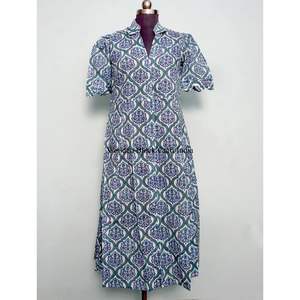 Women's Vintage A-Line Maxi Dresses Short Sleeve 100% Cotton Floral Print Eco-Friendly & Breathable Comfortable Summer <b>Wear</b> - Product Image 3