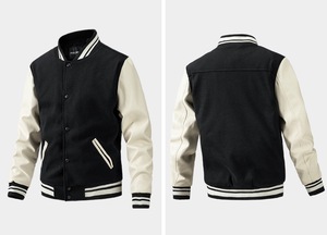 Veste universitaire classique pour homme avec manches en cuir véritable, veste de baseball personnalisée style Letterman avec fermeture à boutons-pression - Product Image 6