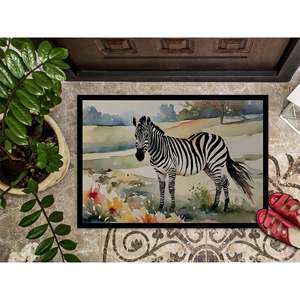 Felpudo de diseño Zebra, antideslizante, lavable, para entrada interior/exterior, 24H X 36W, alfombrilla para puerta Delantera de pila baja - Product Image 3