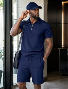 Men Summer <b>Knitted</b> Embroidered 100% Cotton Quick Dry Short Sleeve Custom Logo Joggers Suits <b>Set</b> Shirt and Short <b>Set</b> - Product Image 5