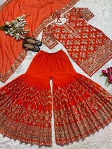 Dernières tendances indiennes de costumes Gharara et Sarara Salwar pour femmes adultes Punjabi Girl Winter Collection en gros - Product Image 3