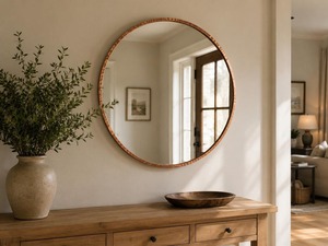 REHMAN <b>CRAFT</b> Handmade Contemporary Wood Rim Round Wall <b>Mirror</b> - Product Image 1