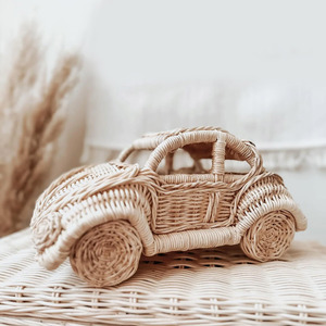 Juguetes de rol para niños, coche de ratán de primera calidad para niños pequeños, coches de juguete de fibra natural tejida. - Product Image 6