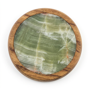 Juego de Posavasos de Ónix Verde Natural con Borde de Madera, Posavasos de Mármol Hechos a Mano, Venta al por Mayor - Product Image 5