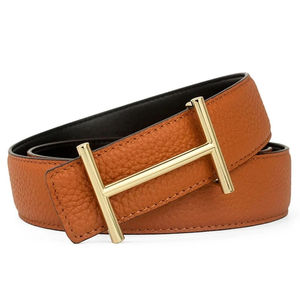 Ceinture décontractée en cuir véritable marron uni en peau de vache, personnalisable avec boucle ardillon en alliage, respirante, brodée/imprimée, durable, pour homme, 2,5 cm - Product Image 6
