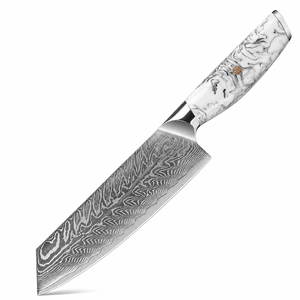 Couteau Kiritsuke de 8 pouces, couteau de chef japonais en acier damas forgé avec manche en résine à l'effet encre et peinture - Manche intégral - Product Image 1