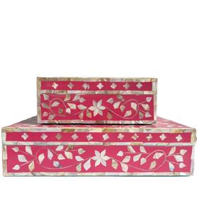 Boîte à bijoux personnalisée en incrustation de nacre faite à la main avec compartiments en os idéal pour le rangement des bagues, des colliers et des boucles d'oreilles - Product Image 1