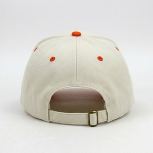 Casquette de baseball unisexe bicolore crème et orange, ajustable, en sergé de coton, 6 panneaux, visière incurvée, casquette de sport décontractée, logo personnalisé - Product Image 3