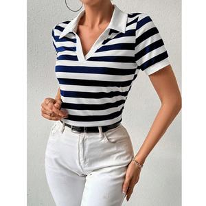 Polo de Mujer de Alta Calidad, Personalizado, Manga Corta, Cuello Abotonado, Tejido de Punto, Suéter Casual de Moda para Mujer de BD - Product Image 3