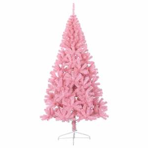 Sapin de Noël artificiel rose en PVC de 94,5 pouces pré-éclairé avec 300 LED - Product Image 4