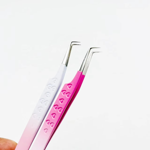 Professional Mini 90 Degree Anti-Magnetic Tweezer Smooth Tip Texture Heart-<b>Engraved</b> 10MM Stainless Steel Beauty <b>Tool</b> Lash - Product Image 5