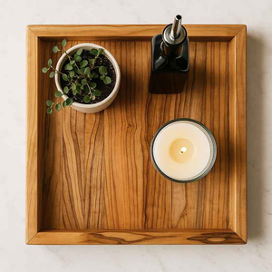 Premium Solid Olive Wood Serving Tray Handmade Square Wooden Food Serving Tray Decorative Coffee Tea Snack <b>Breakfast</b> Tray - Product Image 4
