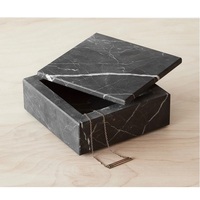 Caja de Almacenamiento de Mármol Rectangular, Contenedor Decorativo de Piedra con Tapa con Bisagras y Asa Metálica, Ecológico, Impermeable, de Lujo, Moderno, para Baño