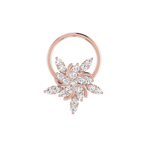 Piercing de nez pour femme en or 14 carats avec diamant naturel de 0,11 carat, forme de fleur, style ethnique, couleur HI, clarté VS-SI - Product Image 2