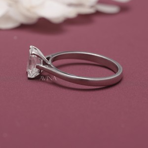 IGI Certified <b>Emerald</b> Cut Diamond Solitaire <b>Ring</b> in Solid 925 Sterling <b>Silver</b> - Product Image 3