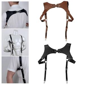 สายรัดหนังวีแกนแบบปรับได้พร้อมหัวเข็มขัดและคลิปหนีบ สไตล์พังก์ร็อก เหมาะสำหรับการสวมใส่แบบเลเยอร์  เข็มขัดหนังสีดำ  อุปกรณ์เสริมหนังสีดำ - Product Image 5