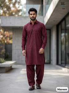 Kurta Pathani traditionnel indien pour homme, en coton de qualité supérieure, entièrement cousu, avec pantalon Salwar, pour vêtements masculins. - Product Image 3