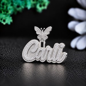 Colgante Personalizado de Mariposa con Diamante Moissanite VVS, Estilo Hip Hop, Micro Pavé, Plata de Ley, Lujoso y Brillante para Mujer - Product Image 4