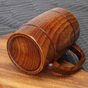 Jarra de Cerveza Rústica Hecha a Mano de Madera Maciza Natural con Asa Grande, Vaso Clásico Duradero para Té, Café y Cerveza - Product Image 6