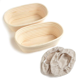 Oval Wooden <b>Bread</b> Proofing <b>Basket</b> With Liner Reusable Rattan Banneton <b>Bread</b> <b>Basket</b> For Artisan <b>Bread</b> Making - Product Image 6
